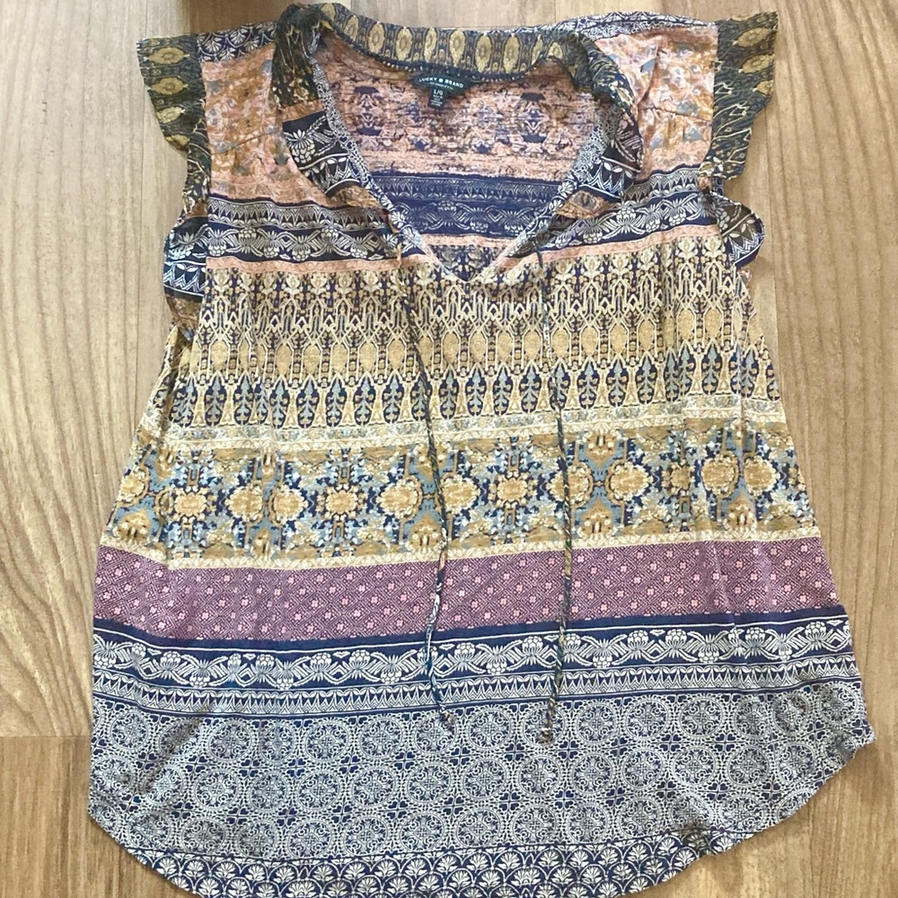 Lucky Brand Multicolor Patterned Boho Blouse
